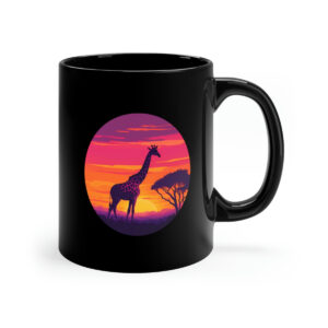 Giraffic Sunset Black Coffee Mug, 11oz